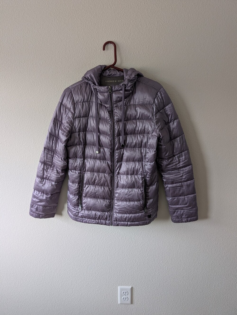Andrew Marc Lightweight Quilted Hooded Lavender Jacket SZ Med